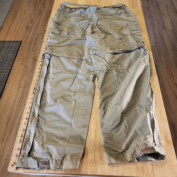 REI 14 Petite Khaki Nylon Convertible Pants Zip Pocket Belted 32" Waist - Picture 13 of 16